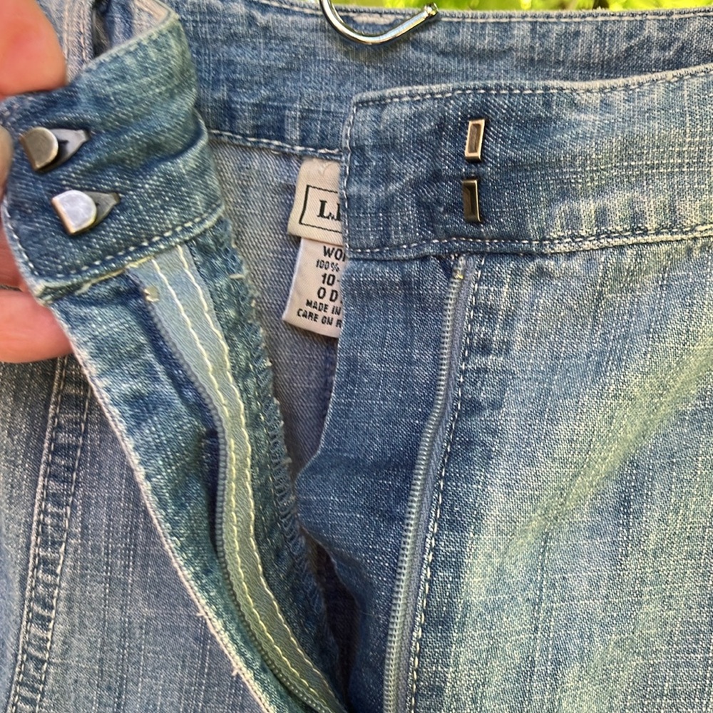 LL Bean Midi Jean Skirt Womens Size 10 Blue Denim Classic 100% Cotton EUC - Picture 3 of 7